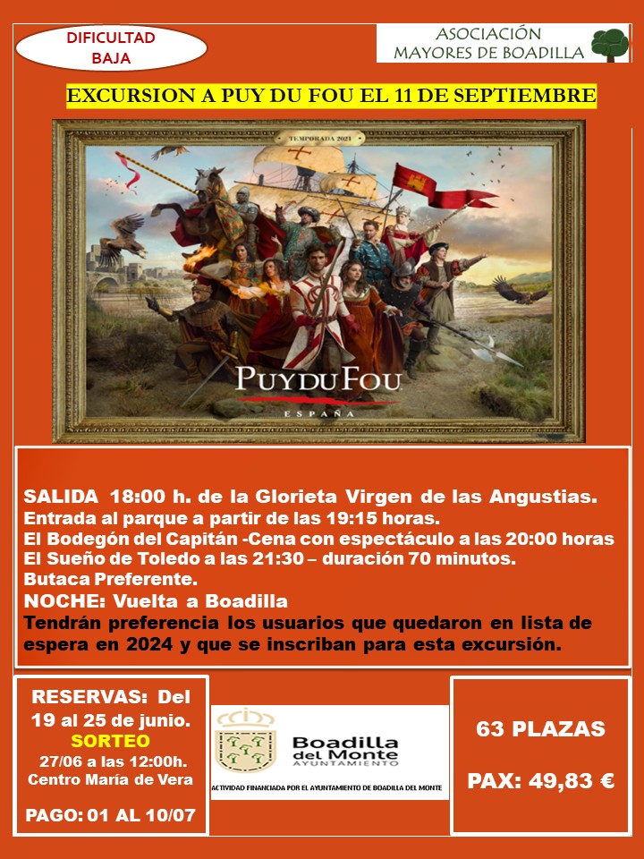 PUY DU FOU 2025:  11 SEPTIEMBRE, SALIDA A LAS 18h